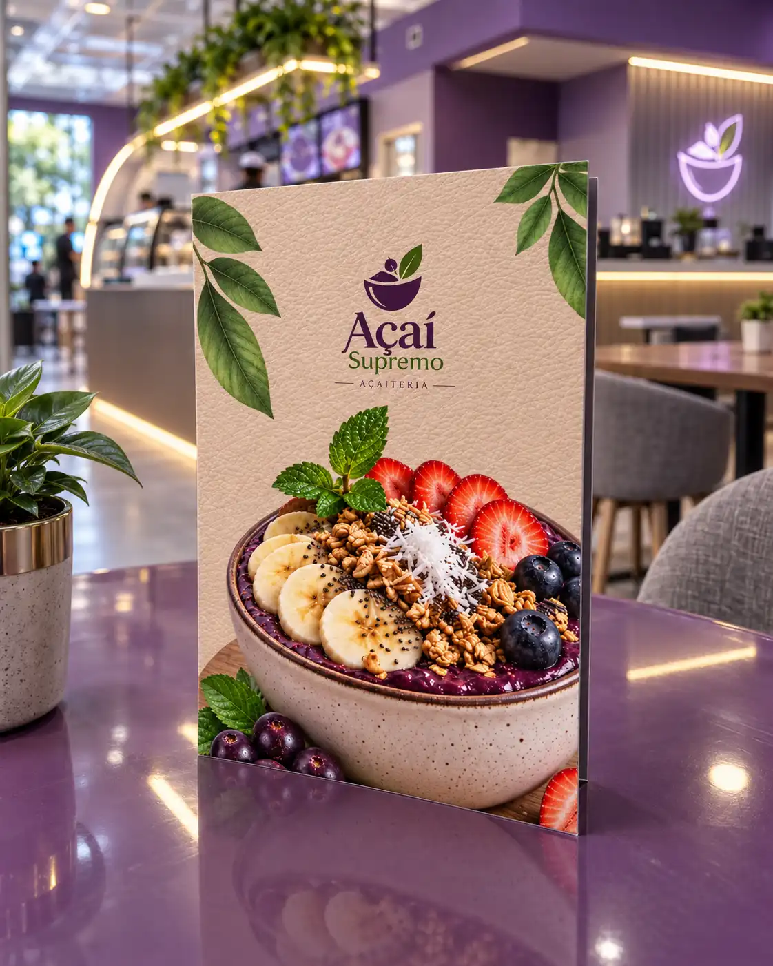 Cardápio personalizado para açaiteria